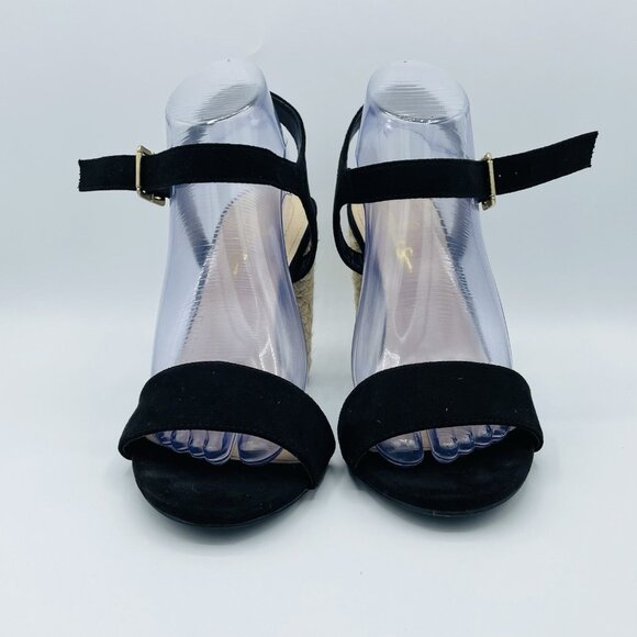 Lulus Shoes Womens Size 8.5 Black High Heels Espadrille Maeve Comfort Sandals - Picture 4 of 12